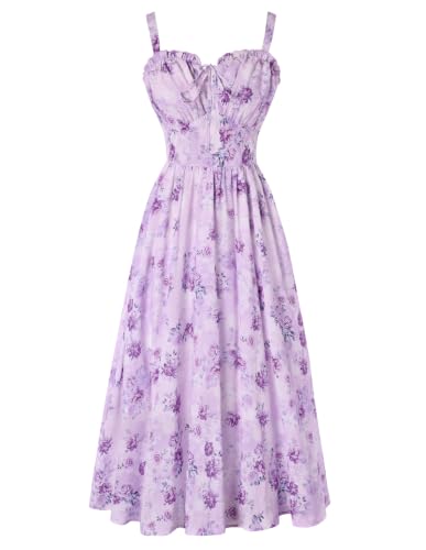 Image of Scarlet Darkness Summer Dresses for Women 2026 Floral Corset Dress Long Milkmaid Dress with Pocket