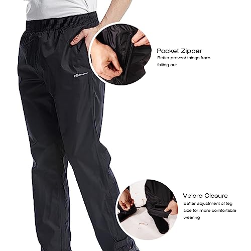 Men's Rain Pants Waterproof Over Pants Windproof Lightweight Hiking Pants Work Rain Outdoor for Golf, Fishing4