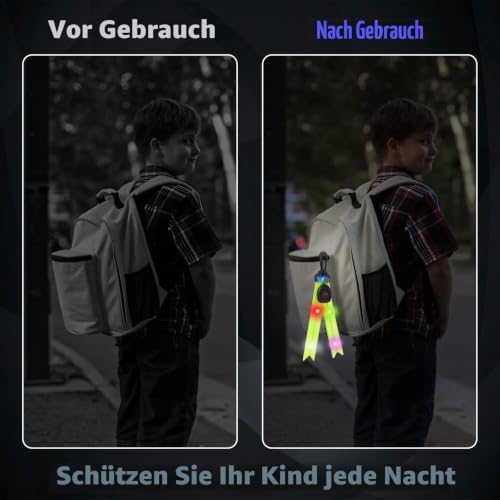 Vaileal LED Blinklicht Schulranzen - 2er USB Aufladbar Kinder Reflektoren Blinklicht Schulranzen Sicherheitslicht, wasserdichte Sicherheit Licht Reflektor Anhänger für Schulranzen (Grün)