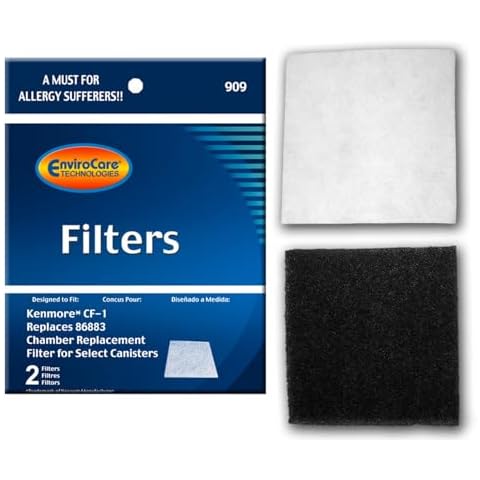 EnviroCare Premium Replacement Vacuum Cleaner Filters made to fit Kenmore Sears Progressive CF1, Progressive & Whispertone, Panasonic Vacuum Cleaners, 86883, 86880, 20-86883, 2 filters Cover