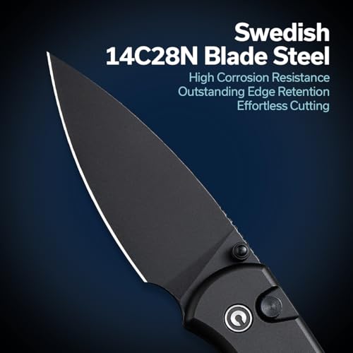 CIVIVI Pocket Folding Knife - Button Lock, Thumb Stud Opener, 2.98" Blade, Qubit Utility Knife