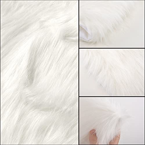 Yuboo White Christmas Table Runner,12 X 72 Inches Fur Boho Runner For Dresser Top/Coffee Table Winter Wonderland Decoration #TOP4