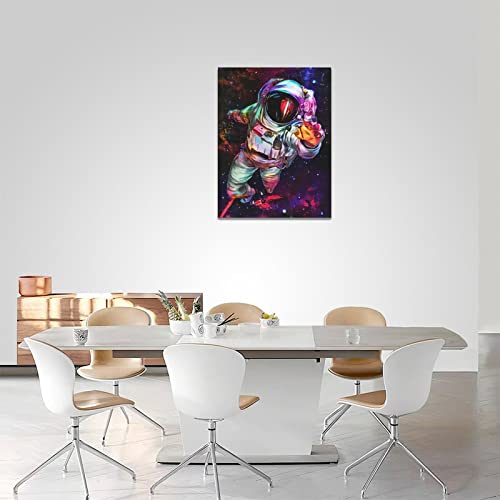 Space Boys Room Wall Decor Outer Space Astronaut Pictures Wall Art Canvas Print Space Themed Decor For Boys Bedroom Living Room Framed 12"X16" #TOP3