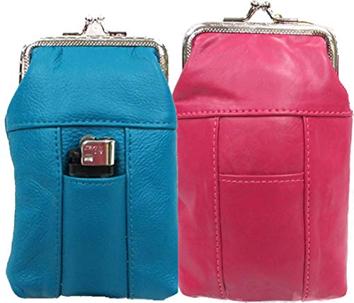 100s + 120s Pair Pure Leather Cigarette Soft Case Pouch in Two Color