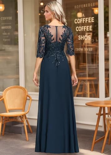 Sequins Chiffon Mother of The Bride Dresses for Wedding 3/4 Sleeve Mother of The Groom Dresses for Women with Split3
