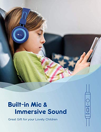 iClever Kinder Kopfhörer | Kabel Kopfhörer für Kinder mit Verstellbarem Stirnband und Stereophonischer Sound