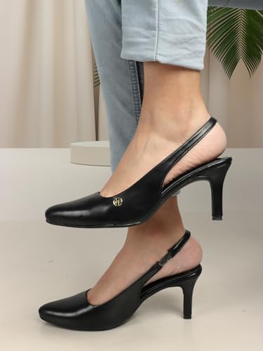 Image of ELLE Women Stylish and elegant Slingback Kitten Heel Mule Sandal