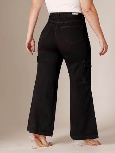 Image of Miss Chase A+ Women's Wide-Leg High Rise Regular-Length Stretchable Denim Jeans