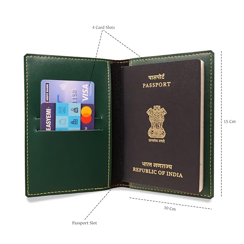 Image of The Bae Gift Unisex Passport Cover for Men & Women | Printed, Classy & Stylish | Vegan Leather Passport Cover for Travel (Green)