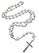 Nazareth Store White Pearl Beads Rosary Roses Mystery Beads Prayer Necklace Our Rose Lourdes Medal and Cross Crucifix