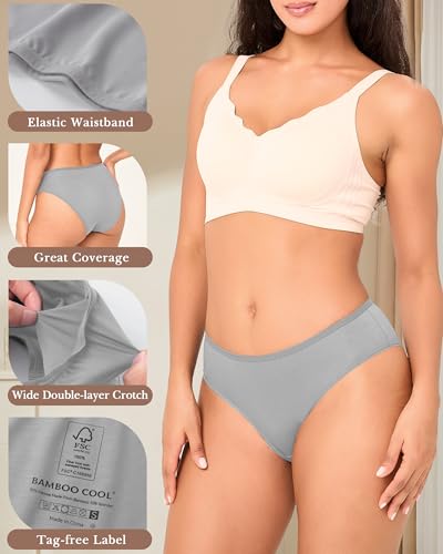 BAMBOO COOL Women's Cool briefs Underwear for Women Lightweight Panties Stretchy Soft Breathable Tag Free Multicolor 5-pack4