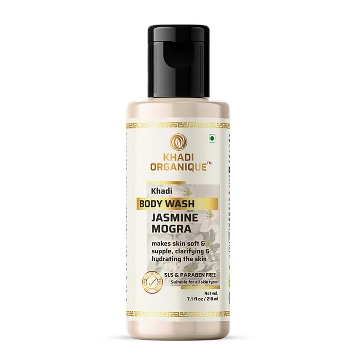 Image of Khadi Organique Jasmine Mogra Body Wash SLS & Paraben Free Luxurious Fragrance with Gentle Cleansing Nourishes and Refreshes Skin Daily, Suitable For All Skin Types Of Mens & Womens -210 ml.