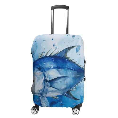 Blue Fish Luggage Cover, Washable Elastic Suitcase Cover Protector Fit 18-32 Inch Luggage