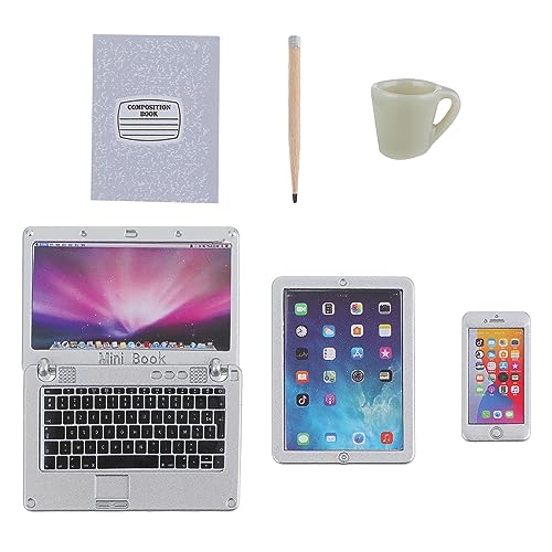 TIESOME 6 teiliges Puppenhaus Miniatur Laptop Set, 1:12 Mini Laptop...