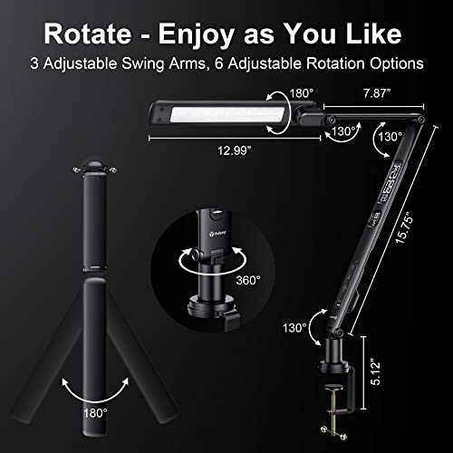 Yeslamp Evo Natural Spectrum Led Desk Lamp, Professional Grade Adjustable Table Light With 6 Axis Swing Arm, Video Conference Lighting, Architect Desk Lamp For Painting, Reading, Home Office #TOP6