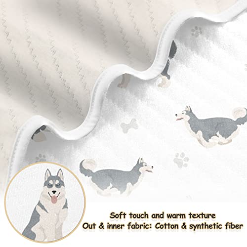 Image of Swaddle Blanket Husky Grey Cotton for Infants - Lightweight Soft Receiving Swaddling for Crib, Stroller, Nursery - 30x40 in