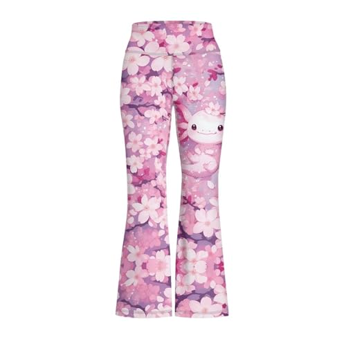 Girls Flare Legging High Waisted Dance Bell Bottoms Athletic Leggings for 5-14 Years