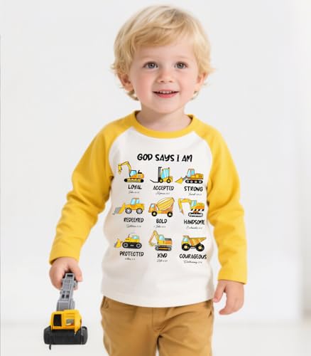 Image of Boy Construction Raglan Long Sleeve Bible Verse Print T-Shirt 4-5T