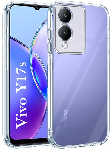 Image of Jkobi Back Cover for Vivo Y17s (Silicone Clear Shockproof Case with Camera Protection | Soft and Flexible | Transparent)