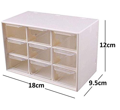 Image of 9 Grid Mini Plastic Acrylic Multipurpose Drawer Storage Box for Multi Layer Jewelry Sundries Organizer Desktop Office Supplies Cabinet (Rectangular)