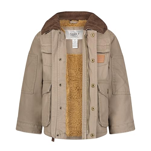 Image of LONDON FOG Boys' Sherpa-Lined Utility Jacket Canvas Barn Coat