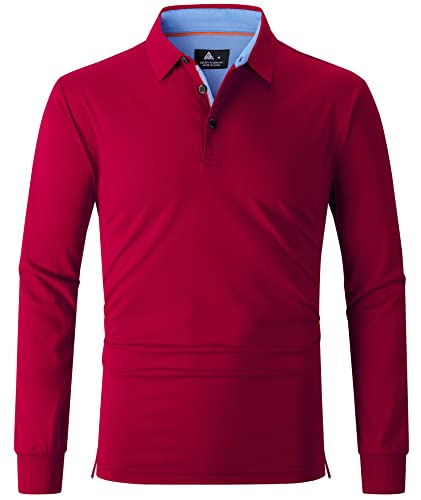 igeekwell Polo à manches longues pour homme, t-shirt pour homme, coupe ajustée, manches courtes, uni, golf, sports, Bordeaux 095, L Cover