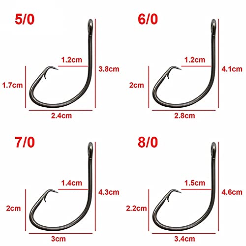 luckxuan Angelhaken 200 stücke Black Offset Sport Kreis Köder Angelhaken – Bild 3