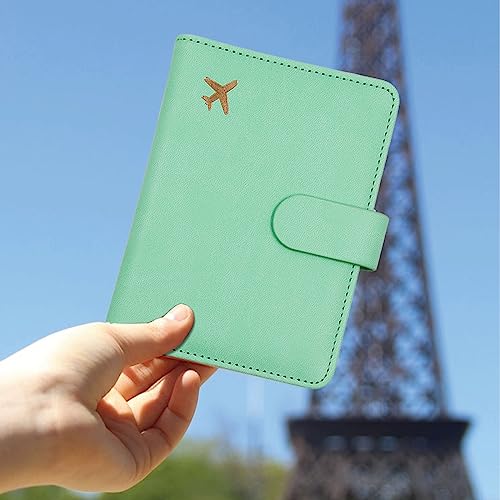 Image of Melsbrinna Premium Leather Passport Holder Covers Case, Waterproof Rfid Blocking Travel Wallet Passport Holder with Pen Holder, Cute Passport Book for Women /Men