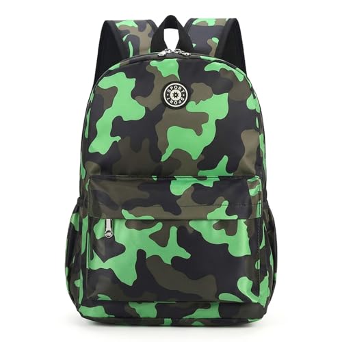 Image of Boys School Bag - Large Boys Backpack, Nylon Durable Lightweight Waterproof Student Casual Daypack, Fashion Kids Backpacks for Campus Outdoor Travel Sports Boy Girl Toddler Primary School(Green)