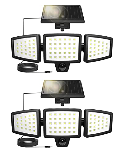Lepro Lampes Solaire Extérieur avec Détecteur de Mouvement, 3 Têtes Réglables 72 LED 1200LM, Lumière Solaire Extérieure IP65 étanche, Applique Murale...