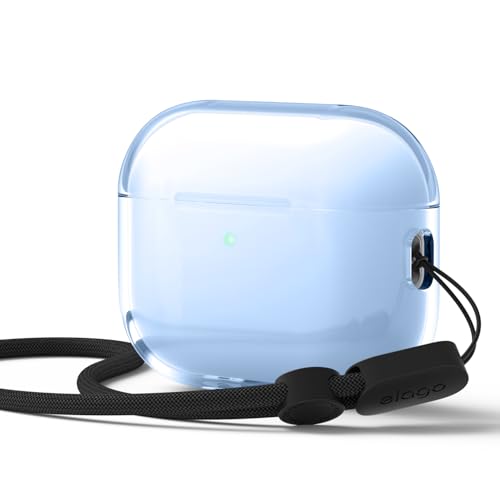 Image of elago Clear Case for AirPods Pro 3 | Lanyard Included, Strap Included, Reduced Yellowing, Shockproof, Full Protection (Aqua Blue)