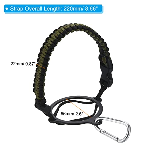PATIKIL Water Bottle Holder, Paracord Handle Lanyard Strap Carrier with Ring for 12oz to 64oz Wide Mouth Bottles, Green, Black - Image 2