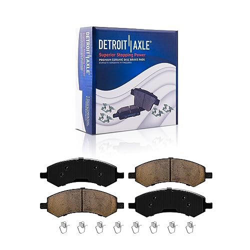 Image of Detroit Axle - Front Brake Kit for 2006-2018 Dodge Ram 1500, 07-09 Durango | 2007-2009 Chrysler Aspen, 2019-2024 Ram 1500 Classic, Drilled and Slotted Disc Brake Rotors Ceramic Brake Pads Replacement