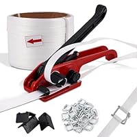 BAOSHISHAN Manuelle Umreifungsgerät Set 13–19 mm Umreifungsset mit Umreifungsband Manuelle Umreifungswerkzeug für (100M Flexible Polyesterfaserbände + 100 Metallschnallen + 20 Faserriemen)
