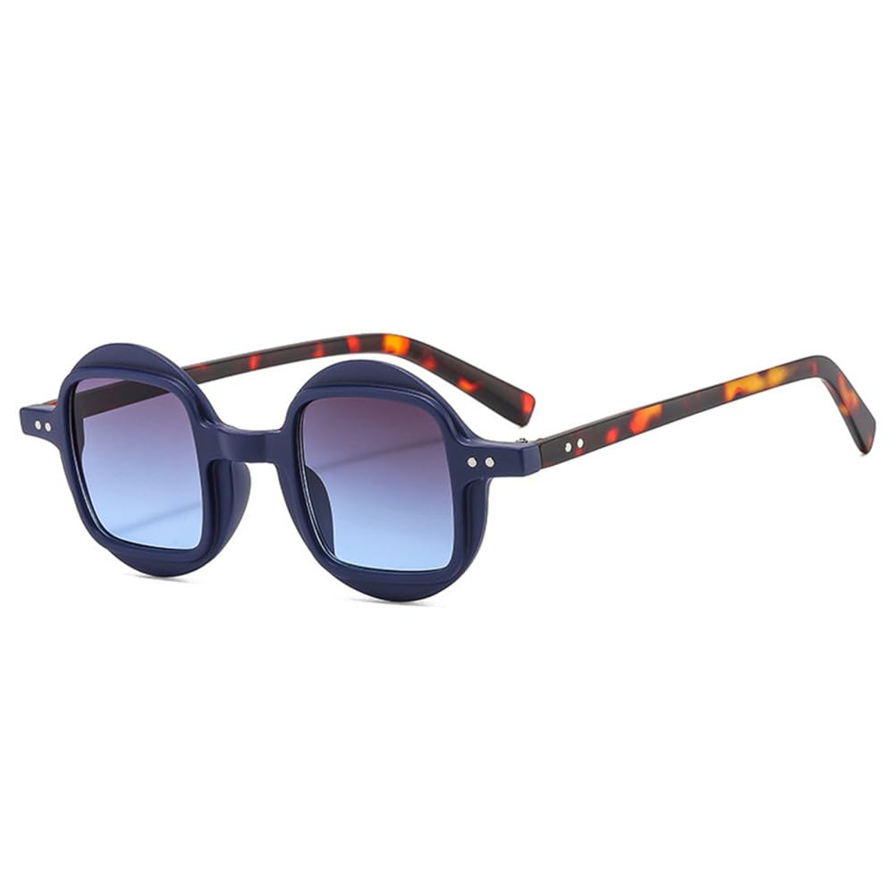 Gafas de Sol Vintage Redondas de Doble Color Punk para Hombre, Lentes con Degradado Transparente, Remaches para Mujer, Gafas de Sol con protección UV400