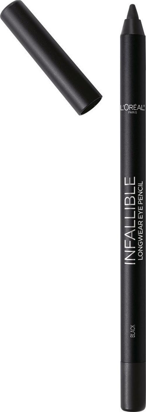 L'Oreal Paris Makeup Infallible Pro-Last Pencil Eyeliner, Waterproof and Smudge-Resistant, Glides on Easily to Create any Look, Black, 0.042 oz., 1 Count