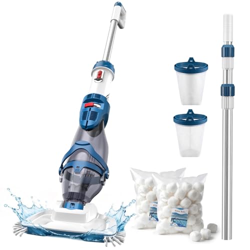 ENHULK Cordless Pool Vacuum Upgraded Dual Mode 22 GPM Powerful Suction 13.4 Wide Head & 98.4 Telescopic Pole 4 Filter Units 1H Runtime Handheld Pool Cleaner for Above/Inground Pools PC20