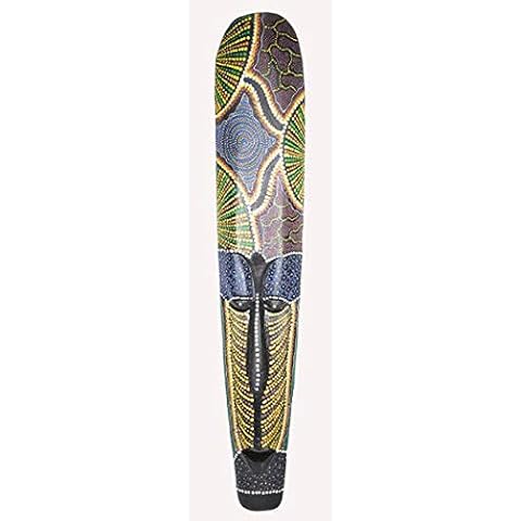 37" Carved Dot Handmade Wooden African Style Tropical Polynesian Hawaiian Tiki Wall Mask Cover