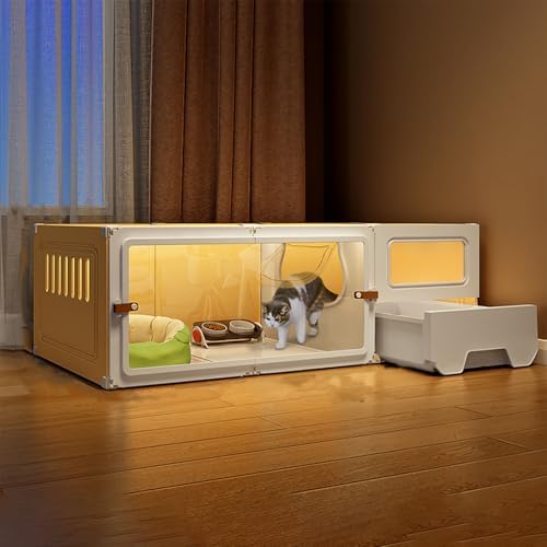 Indoor Cat Cage with Litter Box, Large Transparent Door Enclosure, Comfortable Cat House for Indoor Use, Spacious Kitty Habitat, Perfect for Cats and Kittens