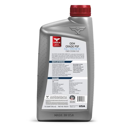 TRIAX OEM Grade PSF Power Steering Fluid, Synthetic, Universal, Arctic Grade -50 Cold Flow, Fits Most Asian, US, and European Cars, Full Synthetic with Esters, Widest Spec Application (1 Quart)