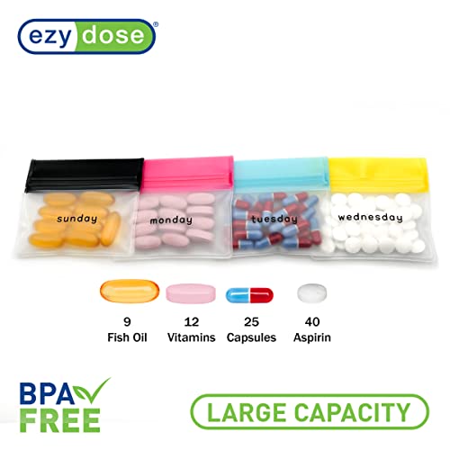 Image of Ezy Dose Reusable 7-Day Travel Pill Pouch Set, Colored Days of the Week (Pack of 2)