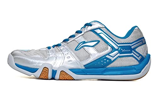 LI-NING Men Saga Lightweight Anti-Slippery Badminton Shoes Breathable Professional Sport Shoes Silver AYTR041 US 9