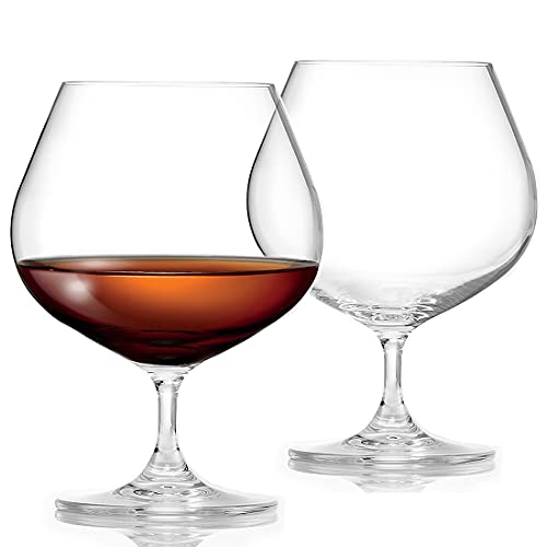 FLOW Barware Juego de 2 copas de brandy de cristal, artesanales, 700 ml, sin plomo, para brandy, coñac, licor o licores