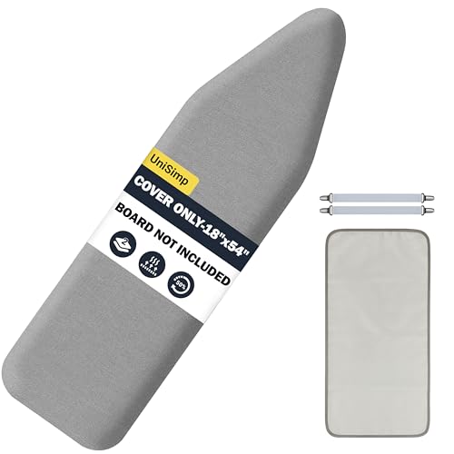 Image of Ironing Board Cover and Pad 18 inchx54 inch Extra Thick Natural Cotton, Scorch and Stain Resistant Iron Board Cover, Extra Large Iron Board Cover with Fasteners Heavy Duty Heatproof Elastic Edge Gray