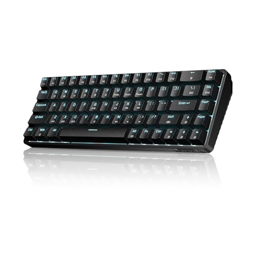 Dierya Clavier Gamer Mecanique sans Fil DK68,65% Clavier Gaming Rétroéclairage RGB avec Bluetooth/2.4G /Type-C,68 Touches Anti-Ghosting Switch Bleu,Noir