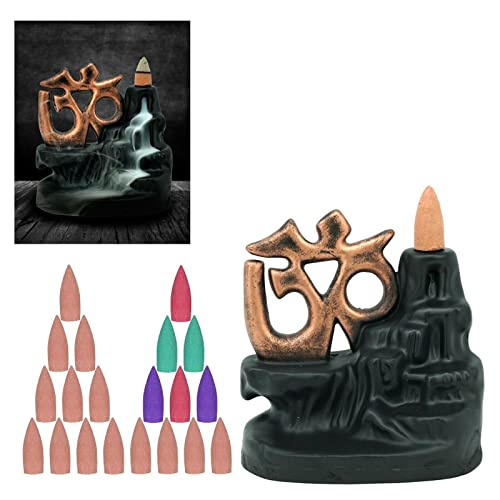 Image of CRAFTAM Polyresin Smoke Backflow Fountain with 20 Free Backflow Cones Showpiece Figurine for Gift (OM Gold)