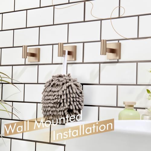 Image of KOKOSIRI Robe Hooks for Wall Mount Bathroom Towel Hook, Coat Hooks Bath Storage Hardware 3 Pack Champagne Bronze Stainless Steel B1013CPG-P3