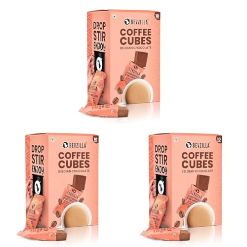 Image of Bevzilla 10 Belgian Chocolate Instant Coffee Cubes | Made with Date Palm Jaggery & Arabica Beans | No Refined Sugar | No Preservatives | Coffee Premix with Real Ingredients| Enjoy Hot & Cold