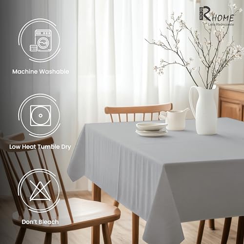 Image of R home 100% Cotton Table Cover, Fint Grey, 56 x 72 Inch, Machine Washable & Reusable | Ideal for Dining Table & Centre Table, Easy Maintenance, 200 GSM Thick Fabric