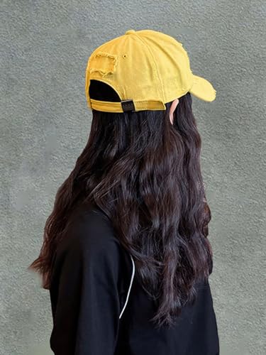 Image of Unisex Ripped Distressed Denim Ring Baseball Cap Hip Hop Vintage Dad Hat Adjustable